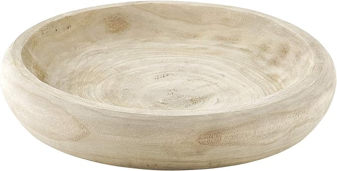 Santa Barbara Design Studio Wood Serving Bowl, Hand Carved Paulownia Wood Fruit Bowl/Wood Decor, 11.5" Large, Natural